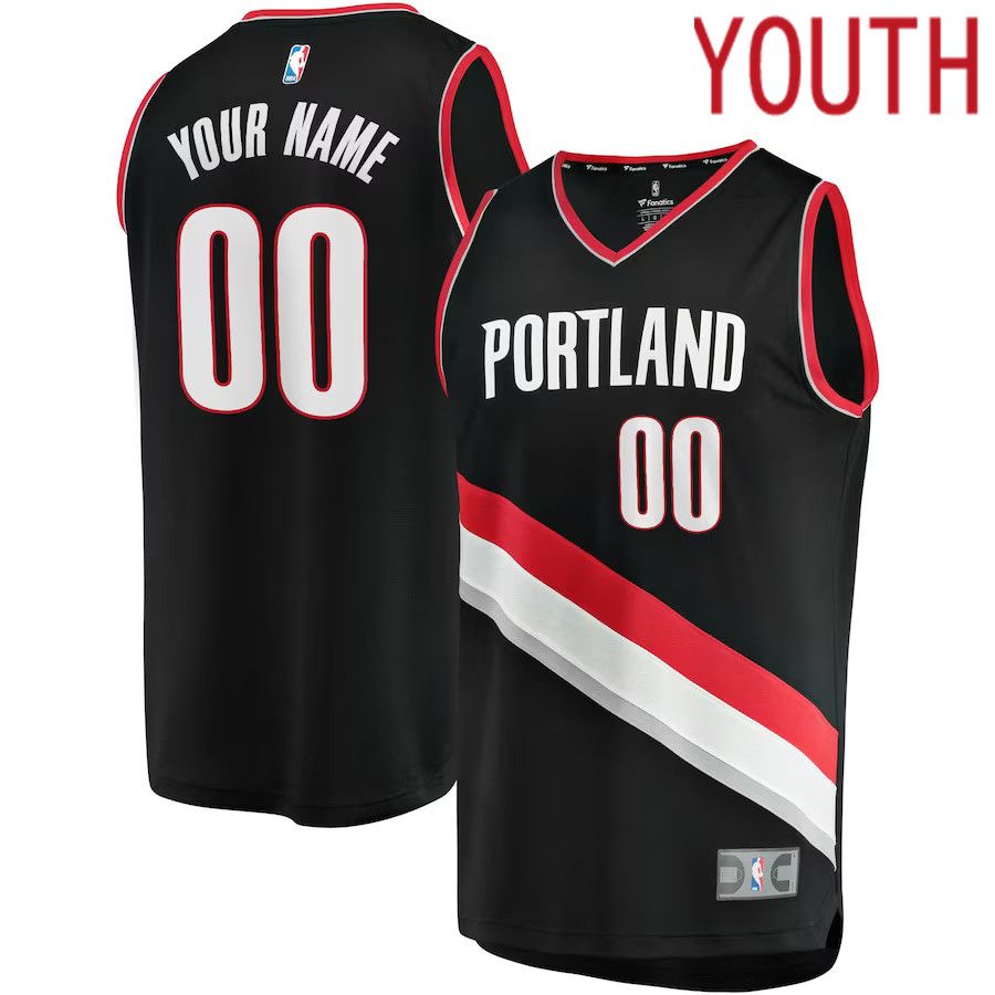 Youth Portland Trail Blazers Fanatics Branded Black Fast Break Custom Replica NBA Jersey